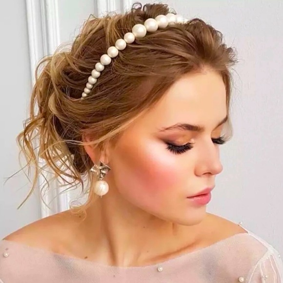 NEW Pearl Bridal Bride Headband Headpiece Boho main image 9